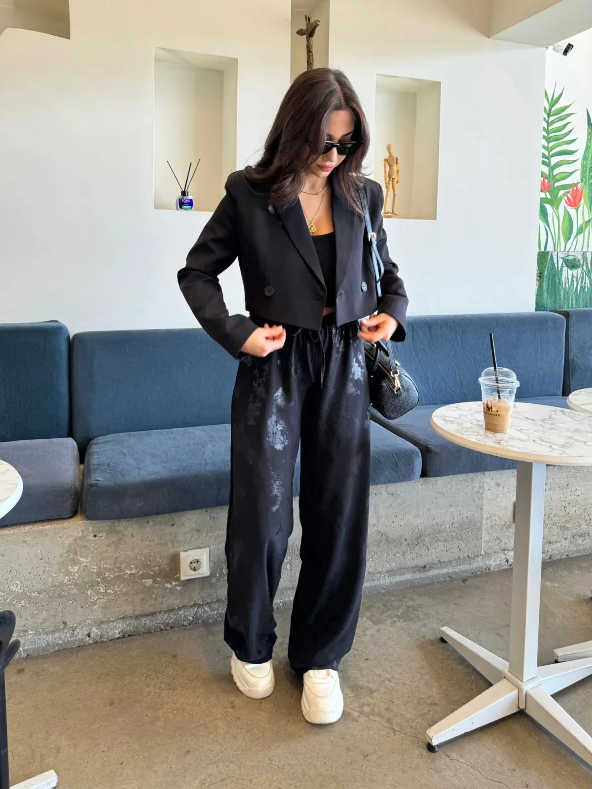 CROP BLAZER CEKET SİYAH RENK