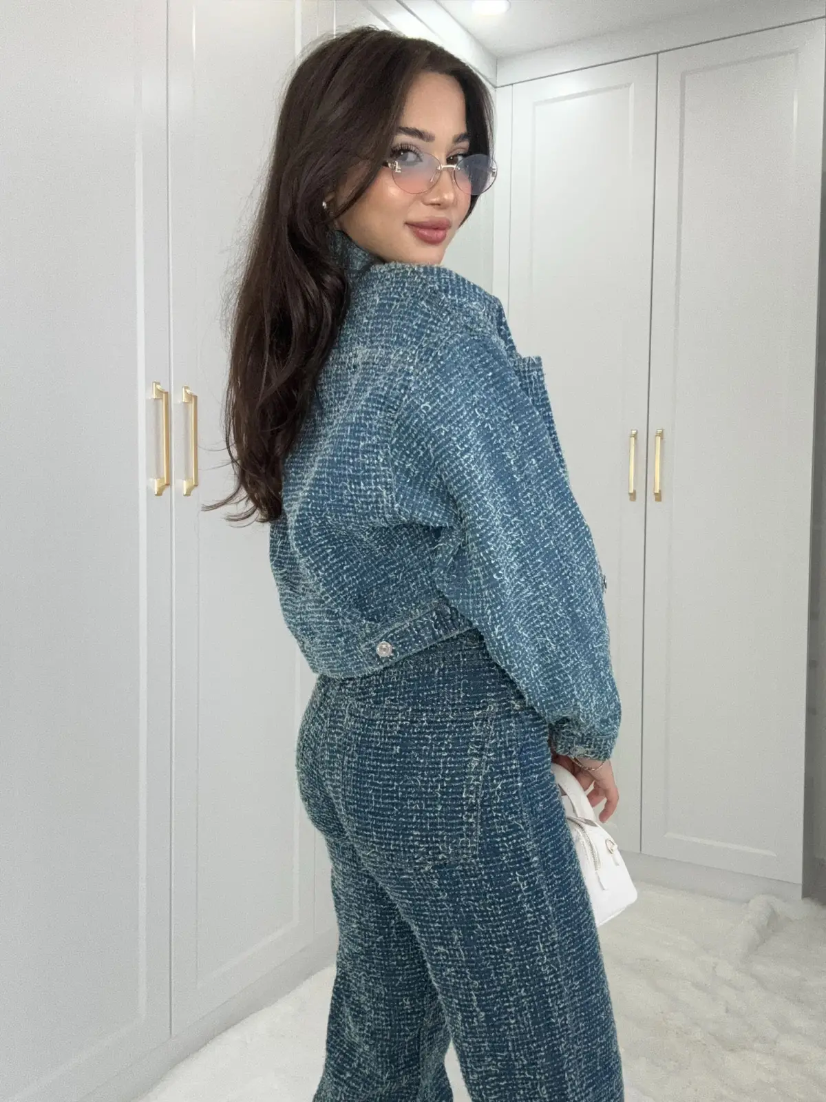 DENIM CROP CEKET DESENLİ