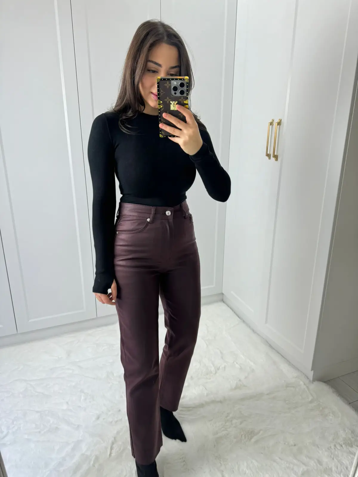 KAPLAMA BOYFİT JEAN BORDO RENK