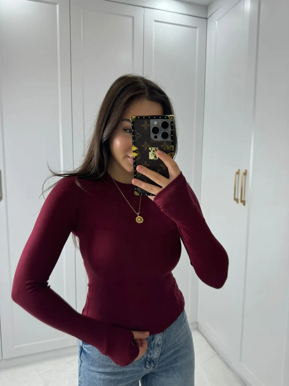 OYSHO BADY PARMAK GEÇİRMELİ BORDO RENK