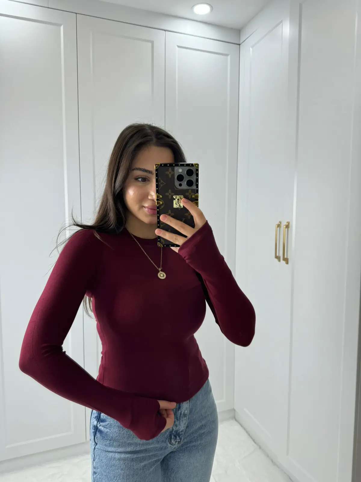 OYSHO BADY PARMAK GEÇİRMELİ BORDO RENK