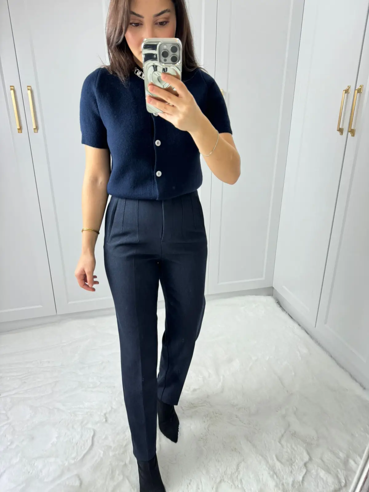 PENSLİ LACİVERT KUMAŞ PANTOLON