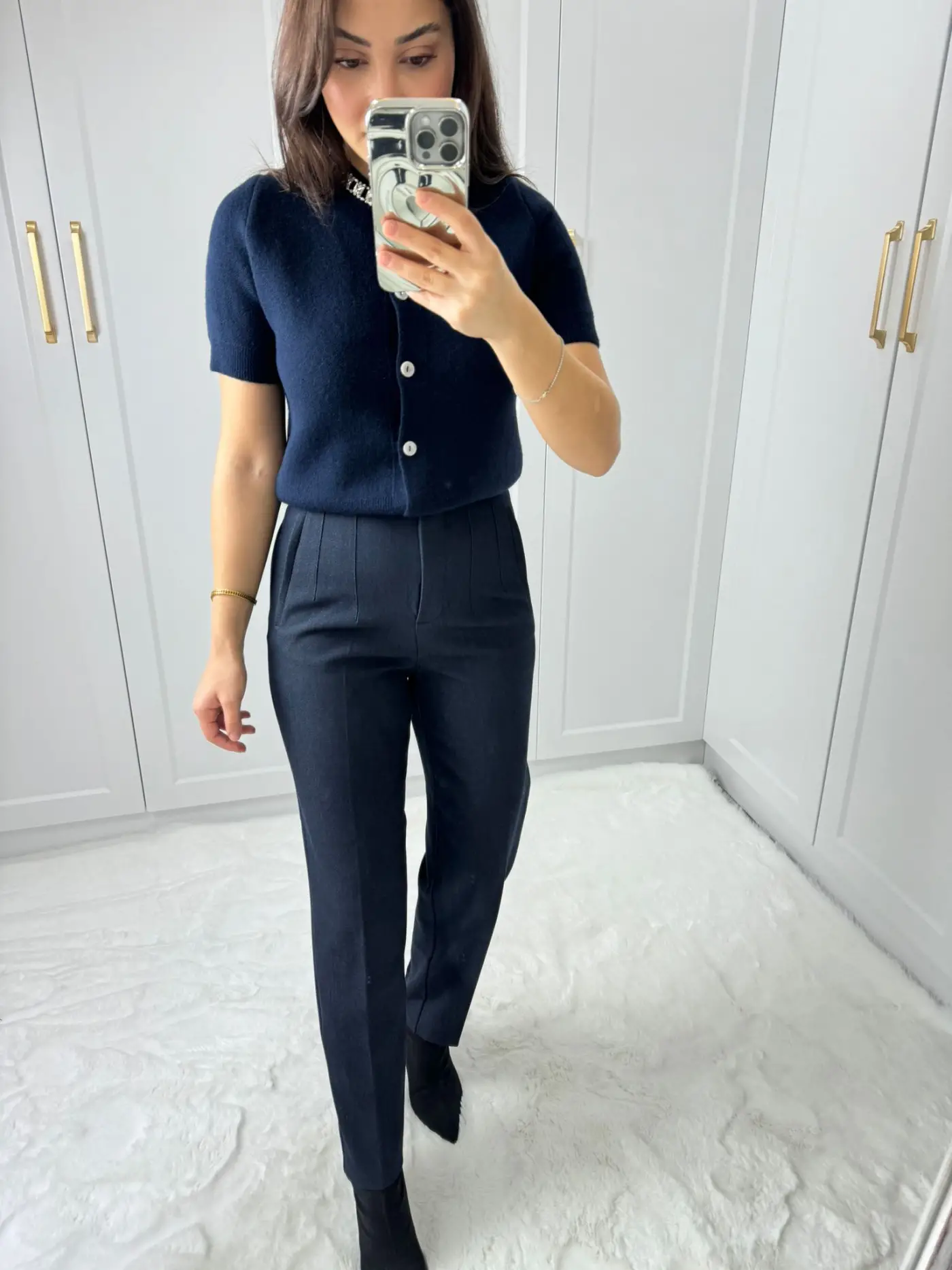 PENSLİ LACİVERT KUMAŞ PANTOLON