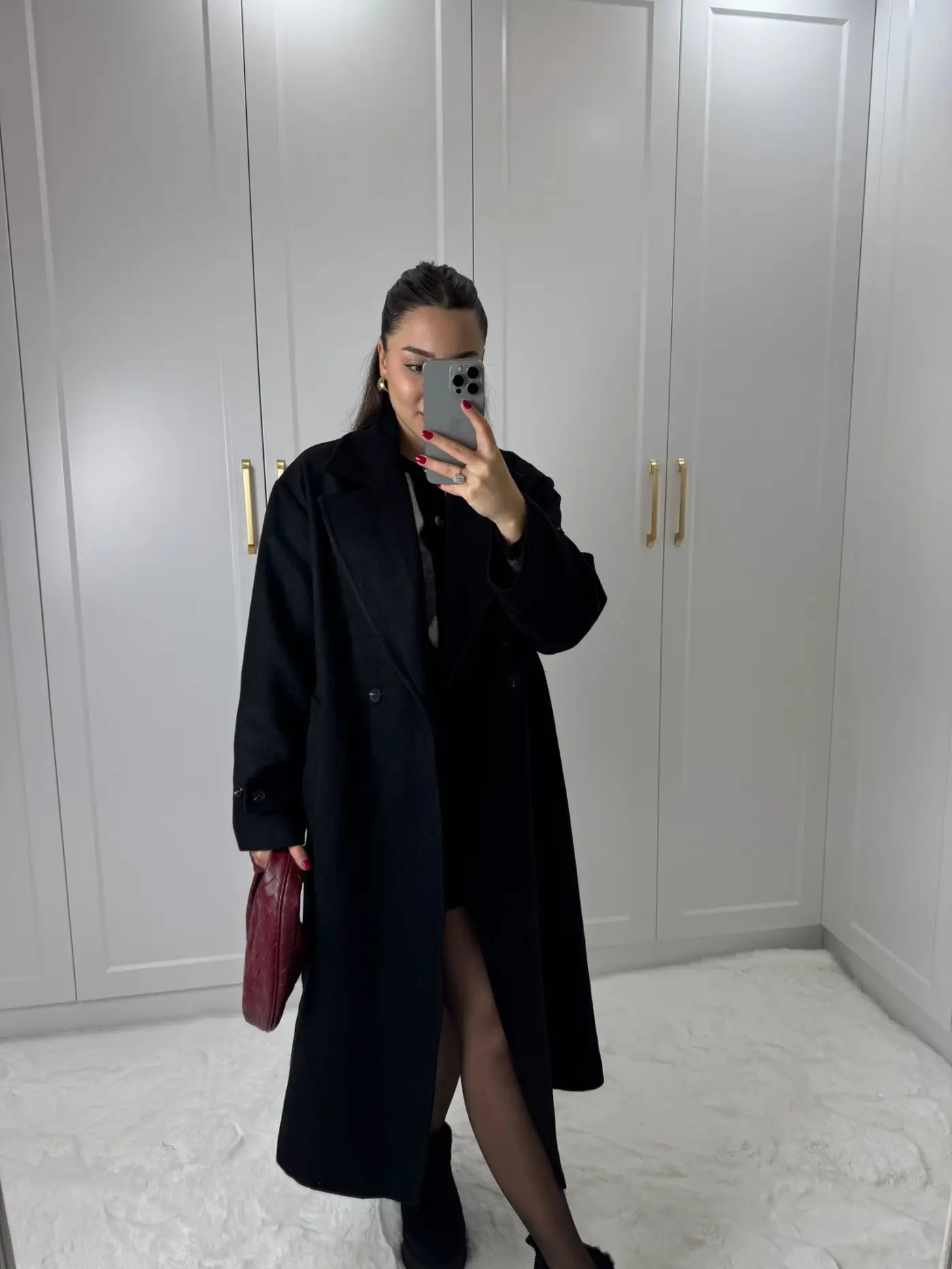 OVERSIZE KAŞE KABAN SİYAH RENK