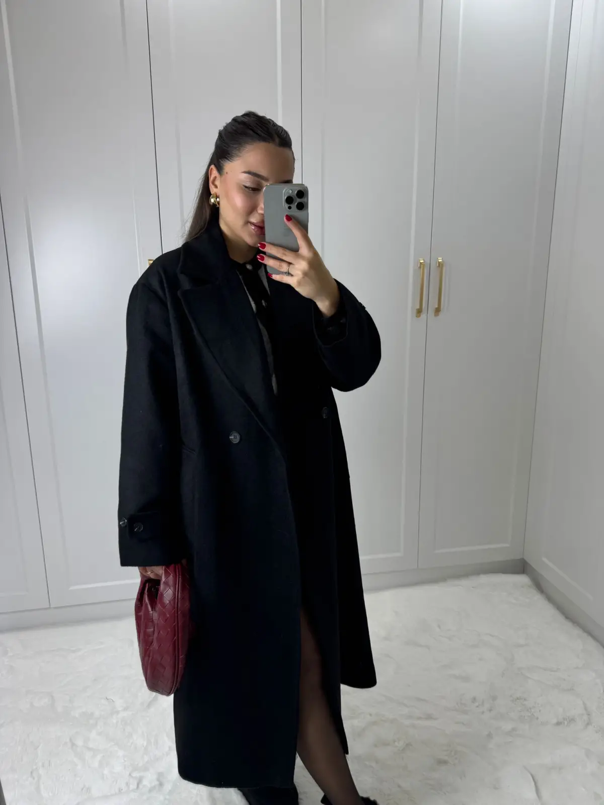 OVERSIZE KAŞE KABAN SİYAH RENK