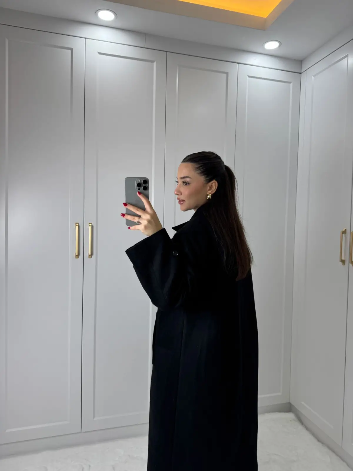 OVERSIZE KAŞE KABAN SİYAH RENK